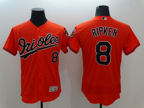 Orioles #8 Cal Ripken Orange Flexbase Authentic Collection Stitched MLB Jersey - Click Image to Close